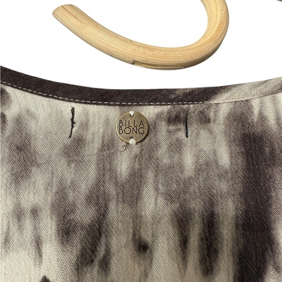 Billabong Oversized Shirt Dress With Bell Sleeve Gauzy Brown White Jr Large - Picture 5 of 15